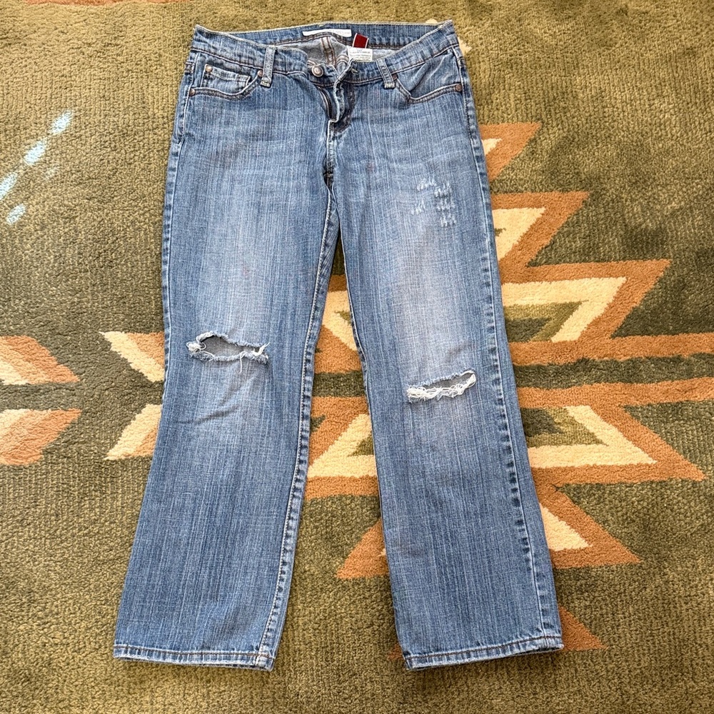 Stetson Cropped Women's Distressed Blue Jeans